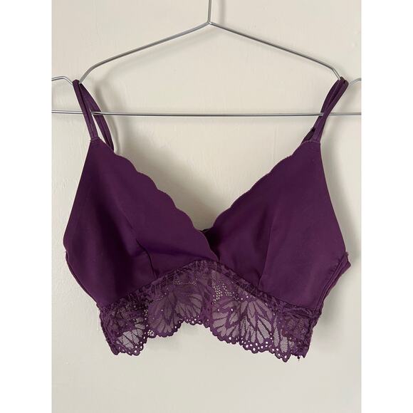 Auden Intimates Scallop Edge Lace Trim Unlined Bralette Purple Size S - Picture 1 of 8